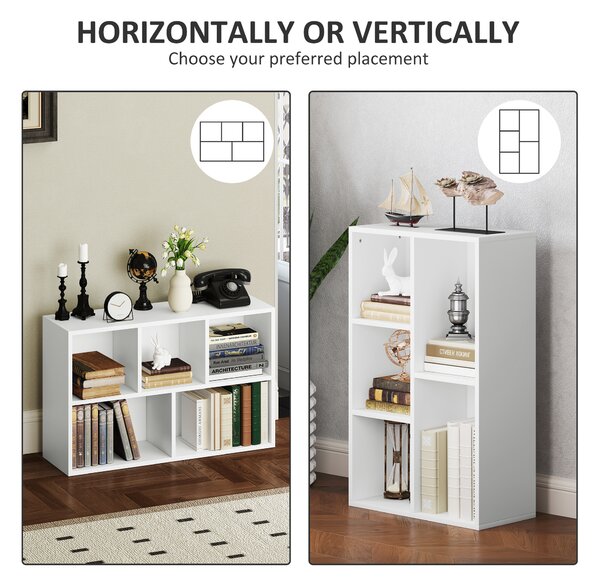 HOMCOM 2-Tier Bookshelf with 5 Compartments - White