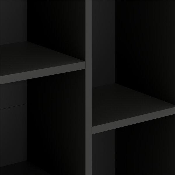 HOMCOM 2-Tier Bookshelf with 5 Compartments - Black