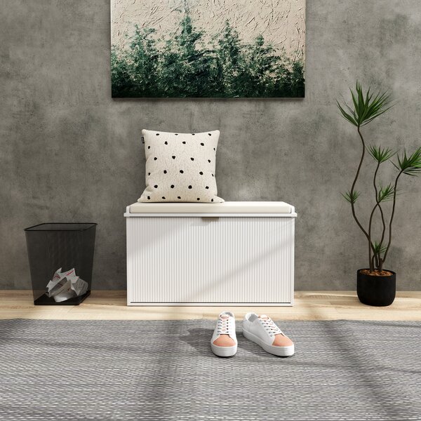 HOMCOM Elegant Eight Shoe Bench with Top Seat, Comfortable Storage for Shoes & Entryway, White Aosom UK