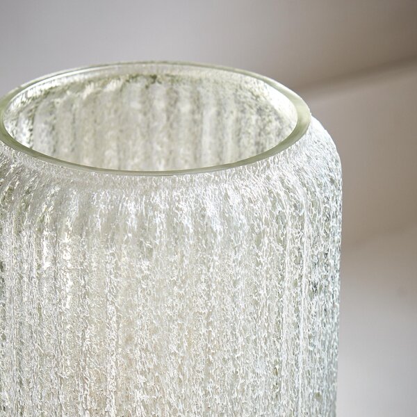 Verre Ribbed Tall Frosted Glass Vase