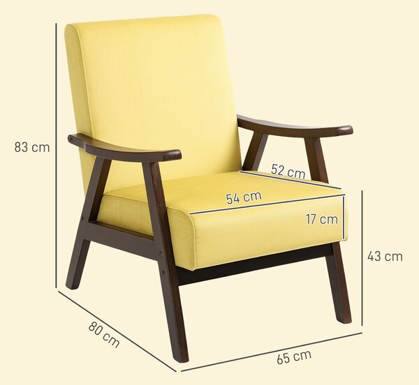 HOMCOM Nordic Accent Chair, Upholstered Velvet Armchair with Solid Wood Frame and Soft Thick Padded for Living Room, Bedroom, Champagne