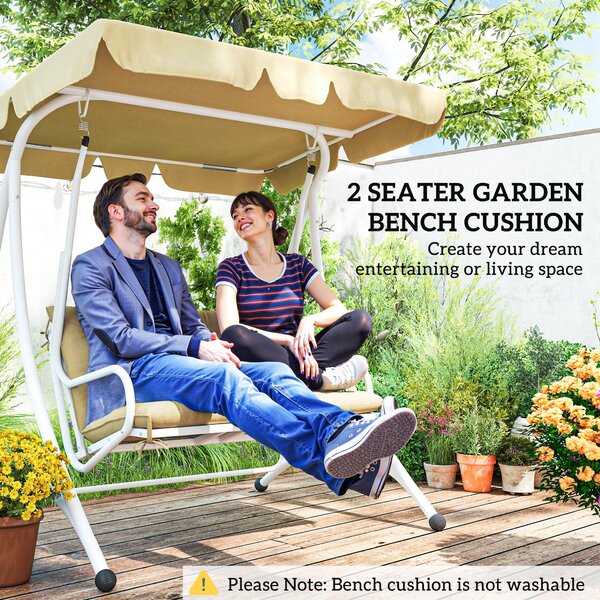 Outsunny Two-Seater Bench Cushion - Khaki
