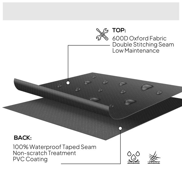 Outsunny Garden Patio Large Furniture Set Round Cover 600D Oxford Waterproof, Ф193 x 80H cm, Black