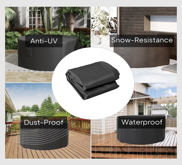 Outsunny Garden Patio Large Furniture Set Round Cover 600D Oxford Waterproof, Ф193 x 80H cm, Black
