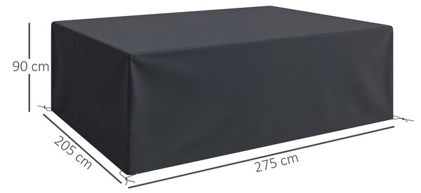 Outsunny 600D Oxford Outdoor Garden Furniture Sofa Set Cover, Waterproof Anti-UV Rattan Sun Lounger Protection Protector Cover, 275L x 205W x 90Hcm, Black
