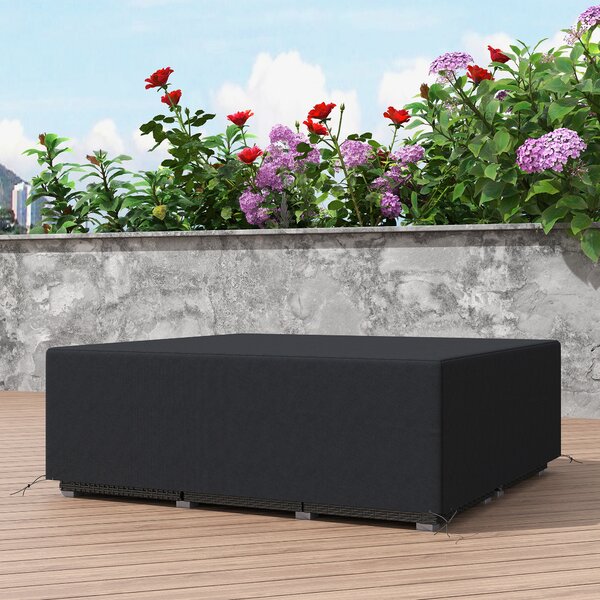 Outsunny 600D Oxford Outdoor Garden Furniture Sofa Set Cover, Waterproof Anti-UV Rattan Sun Lounger Protection Protector Cover, 225L x 210W x 70Hcm, Black