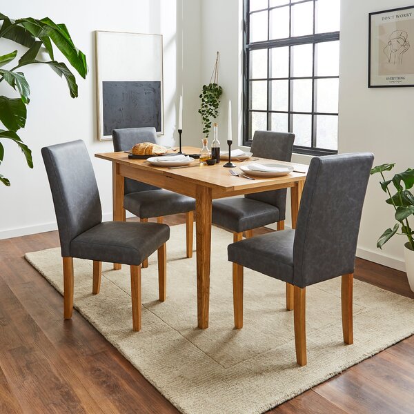 Hugo Set of 2 Dining Chairs, Distressed Faux Leather