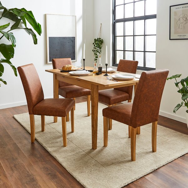 Hugo Set of 2 Dining Chairs, Distressed Faux Leather