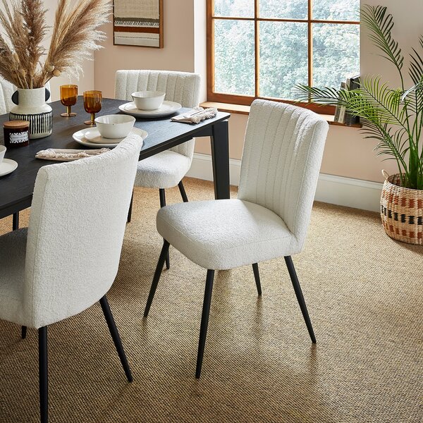 Taylor Dining Chair, Ivory Boucle