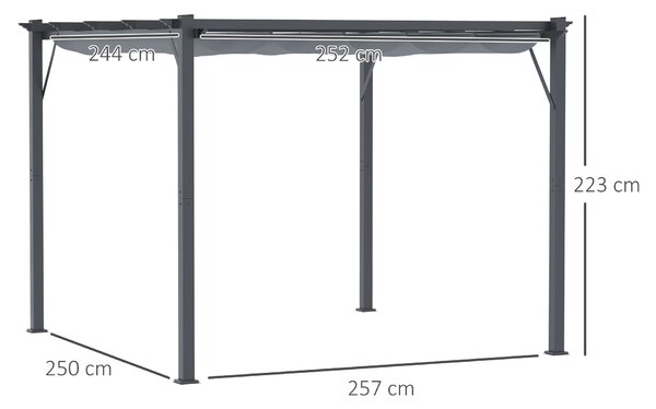 Outsunny 3 x 3 m Aluminum Gazebo, with Retractable Roof - Grey