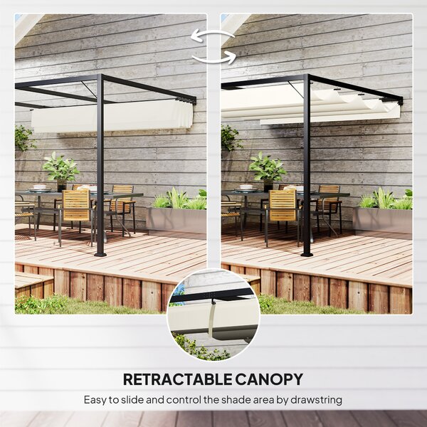 Outsunny 3 x 3(m) Outdoor Pergola with Retractable Canopy -Cream White