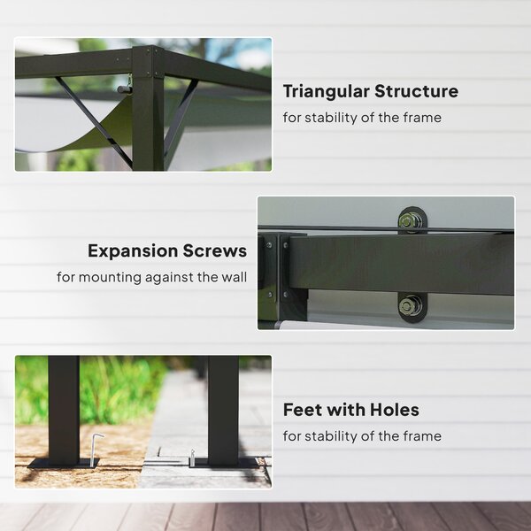 Outsunny 3 x 3(m) Outdoor Pergola with Retractable Canopy -Cream White