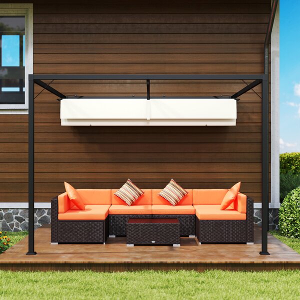 Outsunny 3 x 3(m) Outdoor Pergola with Retractable Canopy -Cream White