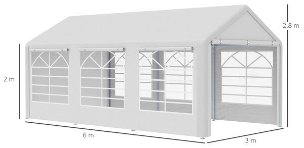 Outsunny Garden Gazebo Marquee Party Tent Wedding Portable Garage Carport shelter Car Canopy Outdoor Heavy Duty Steel Frame Waterproof (6m x 3m)