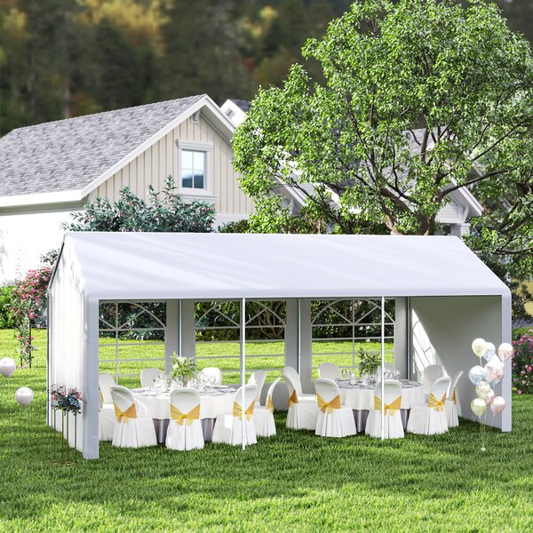Outsunny Garden Gazebo Marquee Party Tent Wedding Portable Garage Carport shelter Car Canopy Outdoor Heavy Duty Steel Frame Waterproof (6m x 3m)