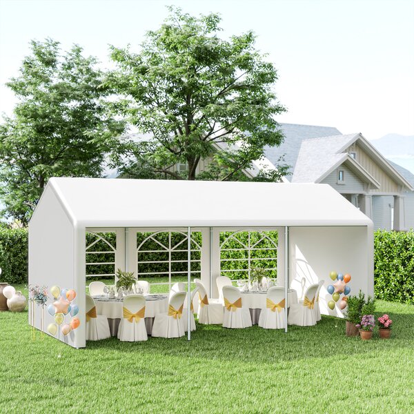 Outsunny Garden Gazebo Marquee Party Tent Wedding Portable Garage Carport shelter Car Canopy Outdoor Heavy Duty Steel Frame Waterproof (6m x 3m)