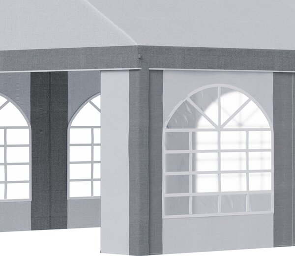 Outsunny 8 x 4m Galvanised Party Tent, Marquee Gazebo with Sides, Eight Windows and Double Doors, for Parties, Wedding and Events Aosom UK