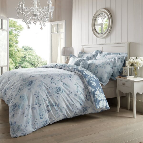 Holly Willoughby Bryony Blue Reversible Duvet Cover and Pillowcase Set