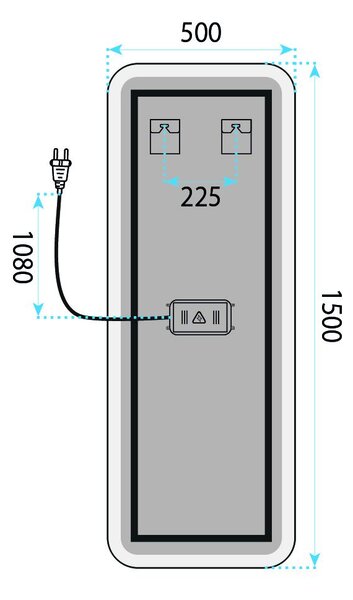 Mirror LED 150x50cm MOL-SQ