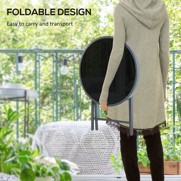 Outsunny Round Folding Patio Table: Imitation Marble Top, Outdoor Coffee Companion Aosom UK