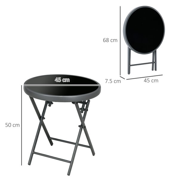 Outsunny Round Folding Patio Table: Imitation Marble Top, Outdoor Coffee Companion Aosom UK