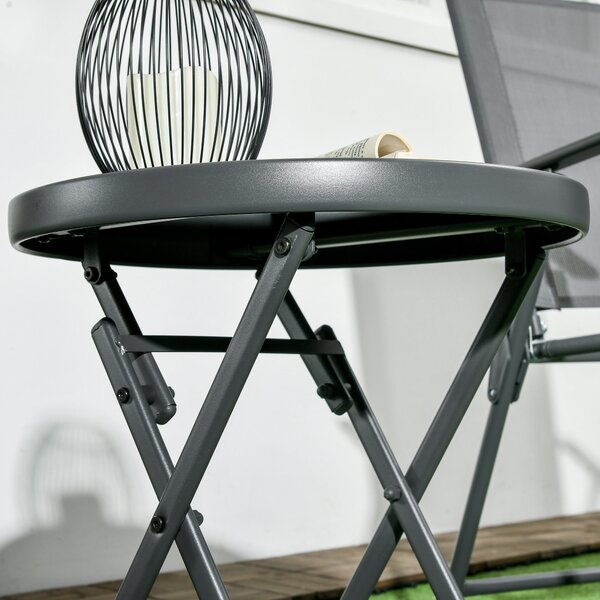 Outsunny Round Folding Patio Table: Imitation Marble Top, Outdoor Coffee Companion Aosom UK