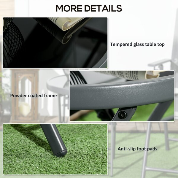 Outsunny Round Folding Patio Table: Imitation Marble Top, Outdoor Coffee Companion Aosom UK