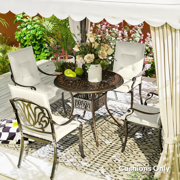 Outsunny Set of Four Padded Garden Seat Cushions - White