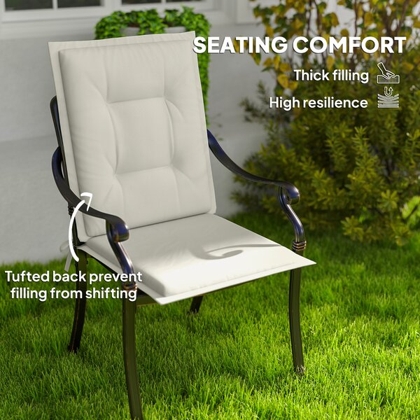 Outsunny Set of Four Padded Garden Seat Cushions - White