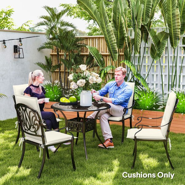 Outsunny Set of Four Padded Garden Seat Cushions - White