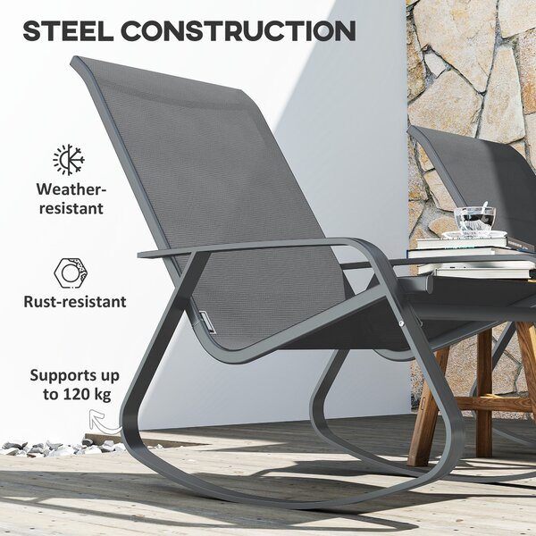 Outsunny Rocking Garden Chair - Grey