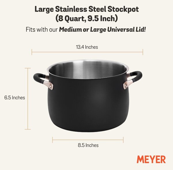 Meyer Accent Non-Stick Stainless Steel Stockpot, 24cm