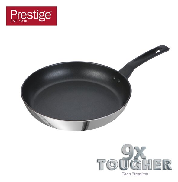 Prestige 9x Tougher Non-Stick Stainless Steel Open Frying Pan, 29cm