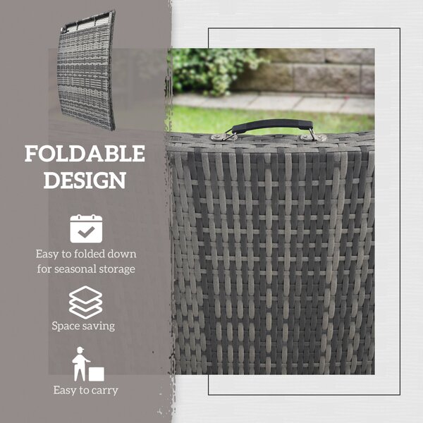 Outsunny Rattan Folding Sun Lounger Outdoor Chair with Cushion and Pillow Mixed Grey