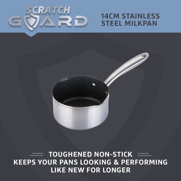 Prestige Scratch Guard Non-Stick Stainless Steel Milkpan, 14cm