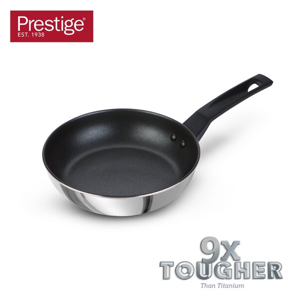 Prestige 9x Tougher Non-Stick Stainless Steel Open Frying Pan, 21cm