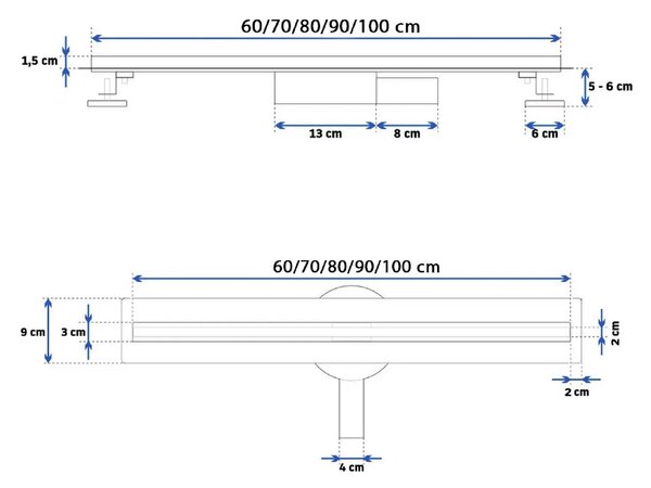 Linear drainage Rea Neo Slim Mirror Gold Pro 90