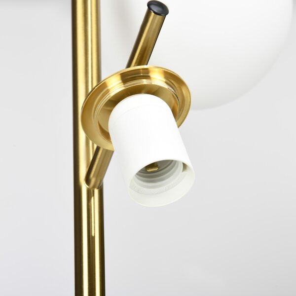 HOMCOM 3-Light Tree Floor Lamps for Living Room, Modern Standing Lamp for Bedroom w/ Globe Lampshade, Steel Base, Gold Tone Aosom UK
