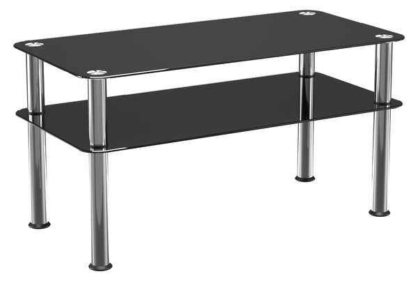 AVF Small Coffee Table, Black Glass with Chrome Legs