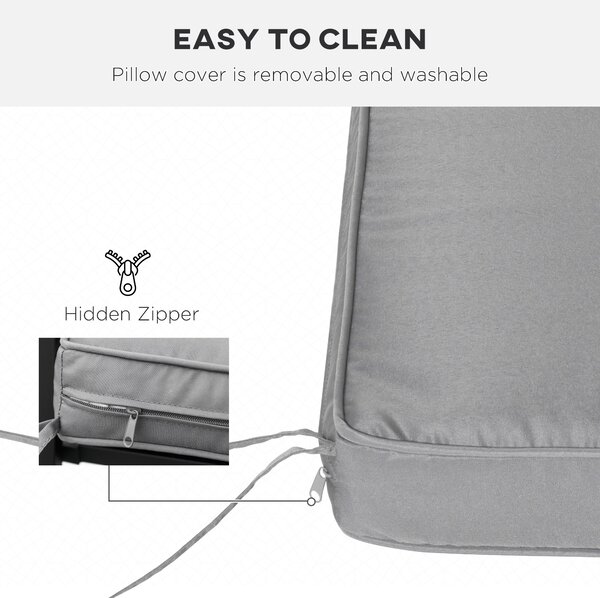 Outsunny 2 Seater Garden Bench Cushion -Light Grey