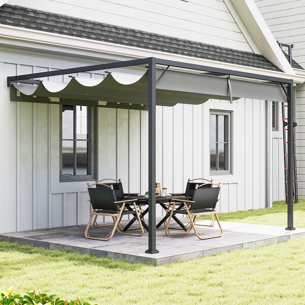 Outsunny 3 x 3(m) Outdoor Pergola with Retractable Canopy - Grey