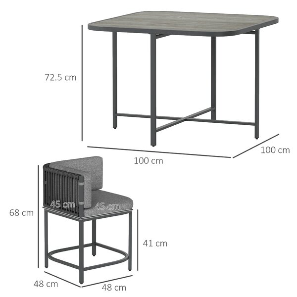 Outsunny 4-Seater Rattan Cube Garden Furniture Set with Cushions - Charcoal Grey