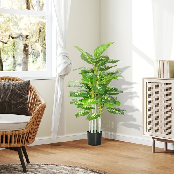 HOMCOM Artificial Evergreen Tree Fake Decorative Plant in Nursery Pot for Indoor Outdoor Decor, 120cm
