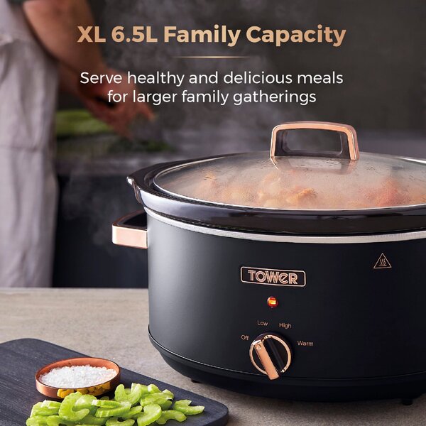 Tower 6.5L Black Cavaletto Slow Cooker