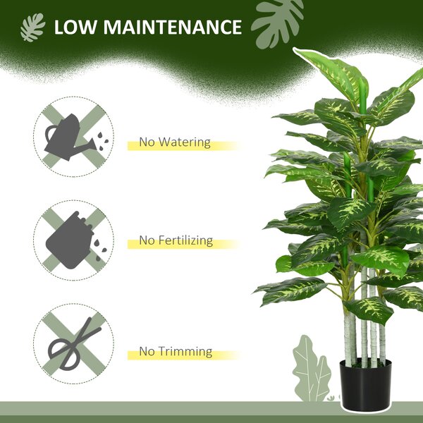HOMCOM Artificial Evergreen Tree Fake Decorative Plant in Nursery Pot for Indoor Outdoor Decor, 120cm