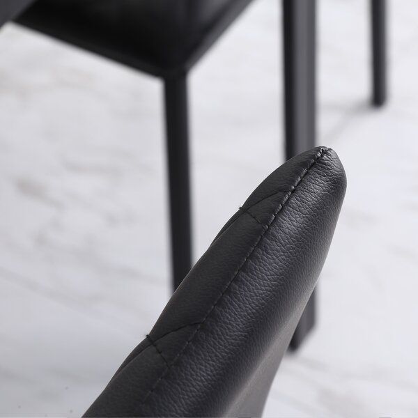 HOMCOM Modern Dining Chairs with Metal Legs, Set of 4 Leather Dining Chairs, Upholstered Faux Leather Accent Chairs for Kitchen, Black Aosom UK
