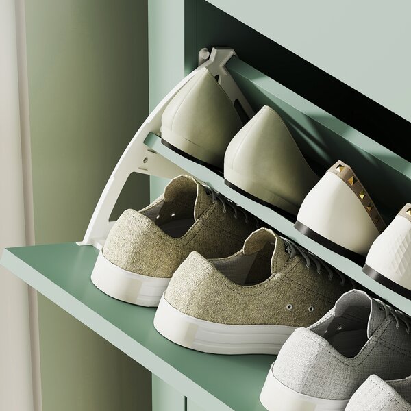 HOMCOM Modern Two-Drawer Shoe Cabinet - Green