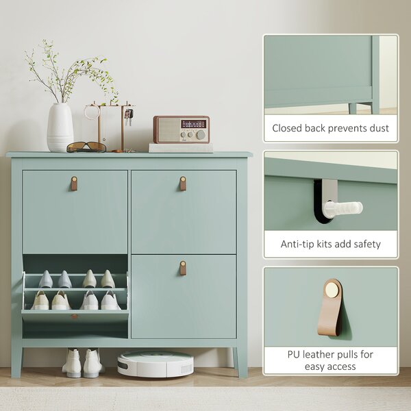 HOMCOM Modern Four-Drawer Shoe Cabinet - Green