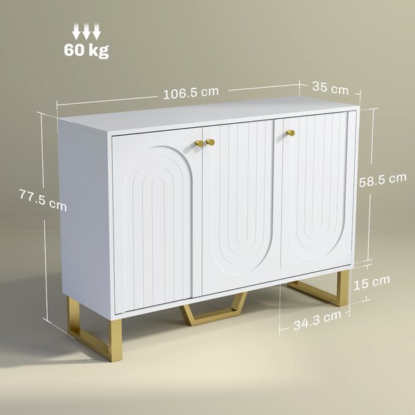 HOMCOM 3-Door Sideboard Storage Cabinet - White