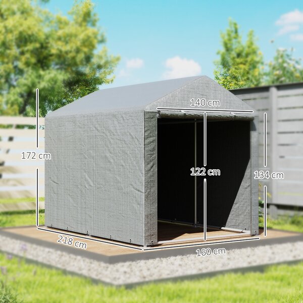 Outsunny 1.6 x 2.2m Garden Storage Shed Tent, with Accessories - Light Grey